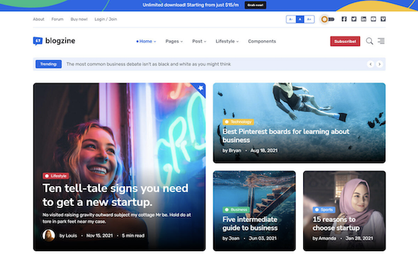 Blogzine – Blog and Magazine Bootstrap 5 Theme