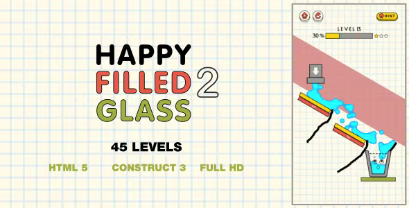 Happy Filled Glass 2 - HTML5 Game (Construct3)