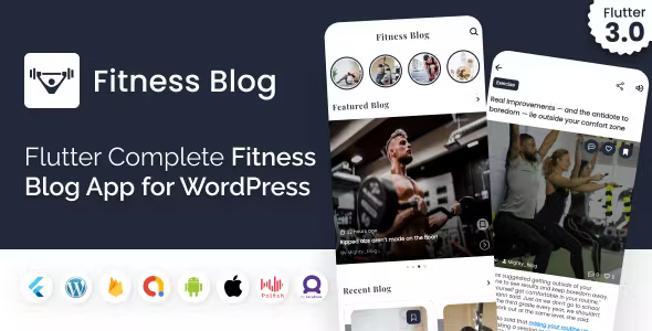 Mighty Fitness - Flutter 3.0 blog app for Fitness with WordPress backend