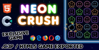 Neon Crush - Construct 3 HTML5 Game (with .c3p)