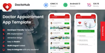 2 App Template - Nearby Doctor Appointment Booking App - Medical finder App - DoctoHub