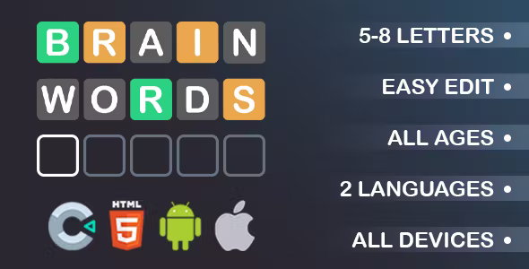 Brain Words - Construct 3 - .c3p - HTML5 - Full Game