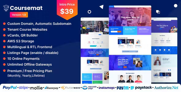 Coursemat - Multi-Tenant Course Selling Website Builder (SAAS)