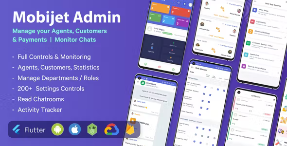 Mobijet ADMIN - Manage & Monitor Agents, Customer & Payments - Android & iOS Flutter app