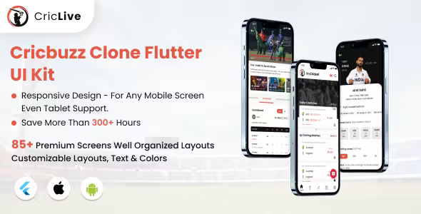 CricLive - Cricbuzz Clone Flutter UI Kit