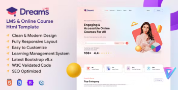 Dreams LMS - Education and Online Course Marketplace HTML Template (Html + Laravel + Vuejs)