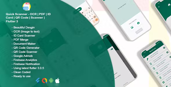 Quick Scanner - Ocr - PDF - Id Card - QR Code - Scanner - Flutter 3