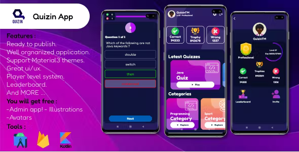 Quizin App - Quiz Application - Quiz Game - Level Up - Rank Up