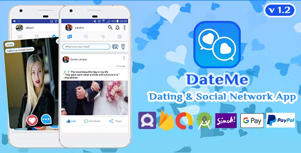 DateMe - Dating Friend Chat facebook clone social network Android app