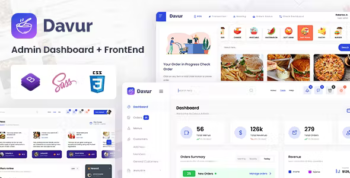 Davur - Restaurant Admin Dashboard + 2 Frontend Template