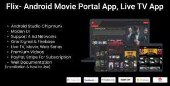 Flix - Android Movie Portal App, Live TV with Subscription System- AdMob, Facebook Also