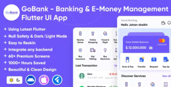 GoBank - Banking & E-Money Management App | FinPay | Finance | Digital Wallet | PayTM | Flutter App