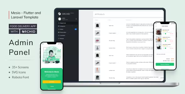 Mesio - Flutter Food Delivery App with Laravel Orchid Admin Panel