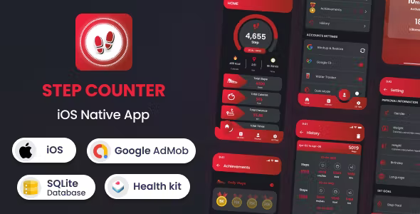 Step Counter - iOS Native Mobile App (20 Languages)