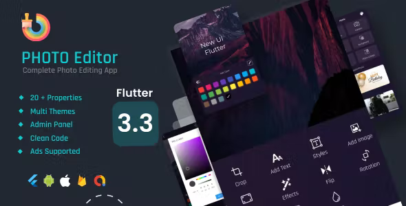 Photo Editor - Text on Photo Flutter App + Flutter Web Admin Panel