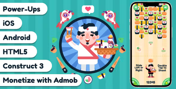 Premium Source - Sushi Shooting Match 3 - HTMLL5,Construct3