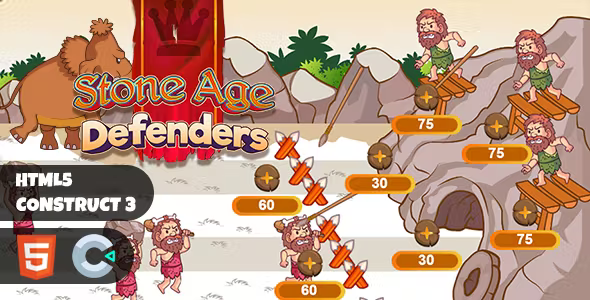 Stone Age Defenders Construct 3 HTML5 Game