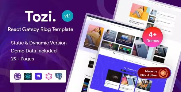 Tozi - Gatsby React Blog & Magazine Template