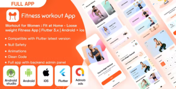Workout for Women: Fit at Home - Loose weight Fitness with admin panel - Flutter 3.x - Android + ios