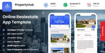 2 App Template - Real Estate App - Property Buying Selling App - Property eCommerce App - Propertyhub
