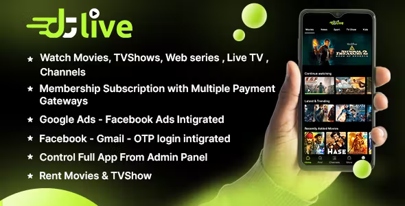 DTLive - Movies – TV Series – Live TV - Channels - OTT - Android app - Laravel Admin Panel