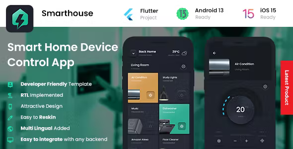 2 App Template - Smart Home App - Iot App - Home control App - Home automation App - Smarthouse