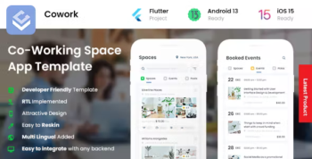 4 App Template - Co Working Space Booking App - Cowork - Office on Rent