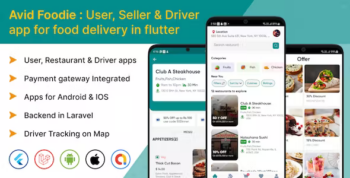 Avid Foodie - User, seller & driver app for food delivery in flutter