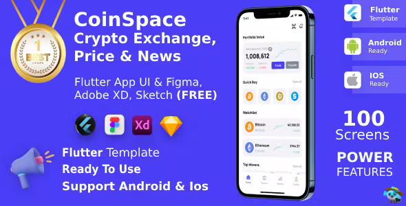 Crypto Currency App FIGMA + XD + SKETCh + Sonar Qube Test Report - UI Kit - Flutter - CoinSpace