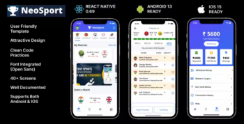 NeoSport, A Fantasy Sports App Template Designed for Android + iOS in React Native CLI