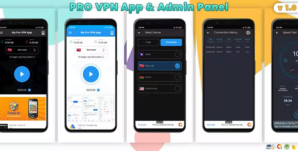 Pro VPN Android App with Admin Panel - with Admob Ads