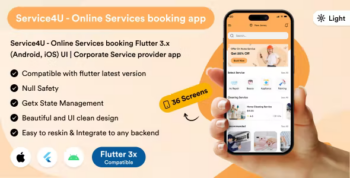 Service4U - Online Services booking Flutter 3.x (Android, iOS) UI | Corporate Service provider app