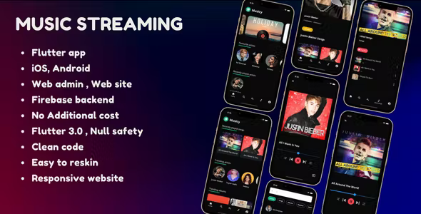 4 in 1 - Music streaming complete solution, iOS, Android, Admin and website