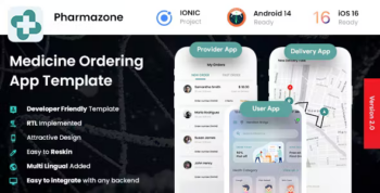6 App Template - Online Medicine Ordering App - Medicine Delivery App - Pharmazone Pharmacy eCommerce