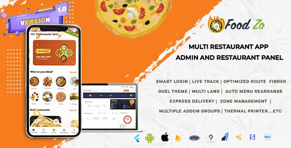 Multi-Vendor Restaurant App, Admin and Restaurant Panel - FoodZo