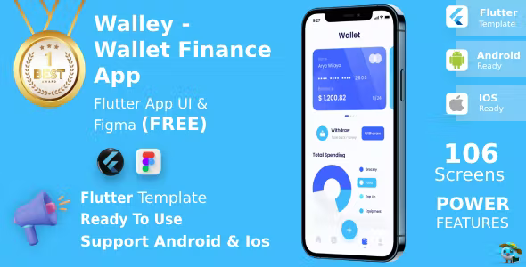 Wallet Finance App - UI Kit - Flutter - Figma FREE - Walley