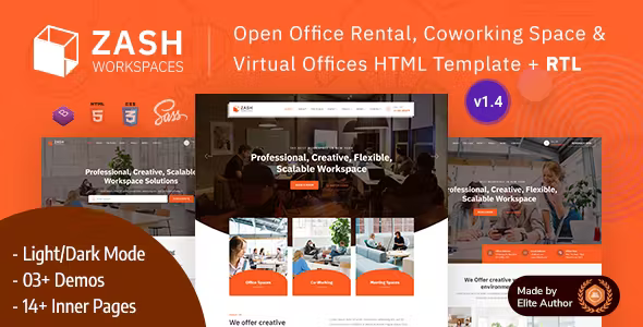 Zash - Office Rental & Coworking Space Bootstrap Template