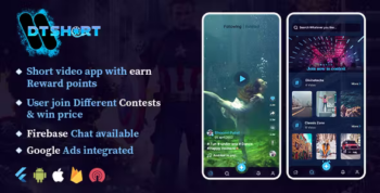 DTShort - TikTok clone - Short Video flutter full app - android - ios - Admin panel