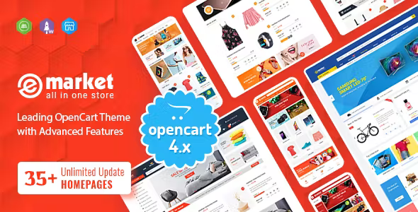 eMarket - Multipurpose MarketPlace OpenCart 4 Theme (38+ Homepages & Mobile Layouts Included)