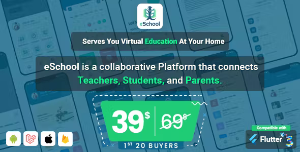 eSchool - School Management System with Student | Parents | Teacher Flutter App | Laravel Admin
