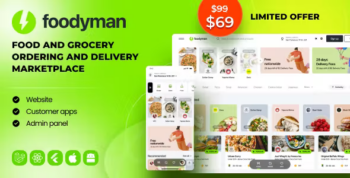 Foodyman - Multi-Restaurant Food and Grocery Ordering and Delivery Marketplace (Web & Customer Apps)
