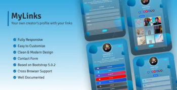 MyLinks - Creator's Profile w/ Contact Form - Social Links - Profile Page
