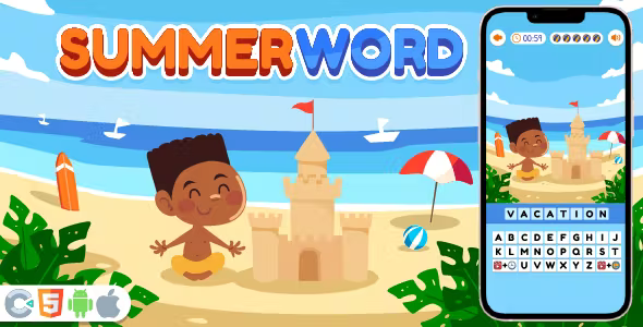 Premium Game - Summer Word Game - HTML5,Construct3