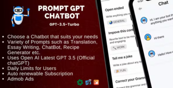 PromptGPT for IOS - AI Multi Chatbot based on ChatGPT GPT 3.5 and OpenAI | IOS Swift Full Application