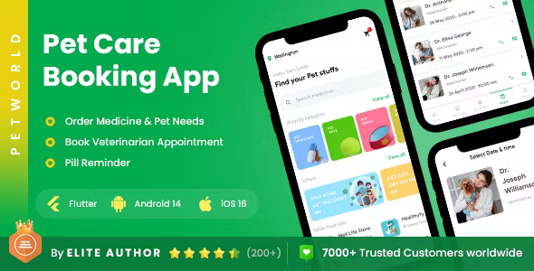 3 Apps | Pet Veterinarian Appointment & Medicine Ordering App | PetWorld Flutter