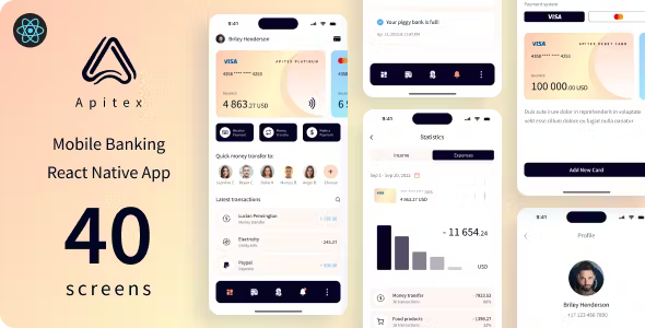 Apitex - React Native Mobile Banking App | CLI 0.71.6