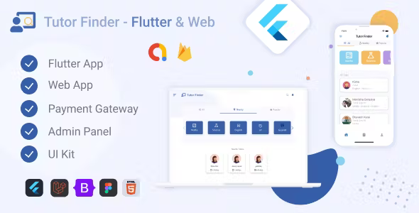 Tutor Finder - (Flutter + Web App + Admin Panel + UI)