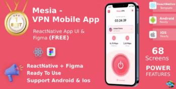 VPN Mobile App | UI Kit | ReactNative | Figma FREE | Mesia VPN