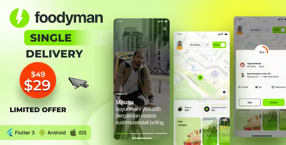Foodyman - Single Restaurant (with branches) Delivery App (iOS&Android)