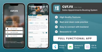 CutFX : Salon Booking Appointment : Massage, Spa, Barber Listing Multi-Vendor App with Admin Panel